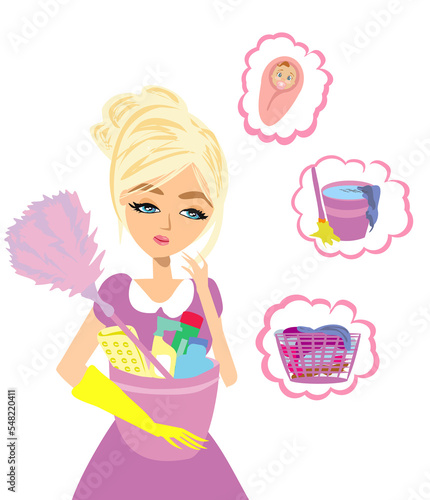 beautiful blonde housewife and her tasks