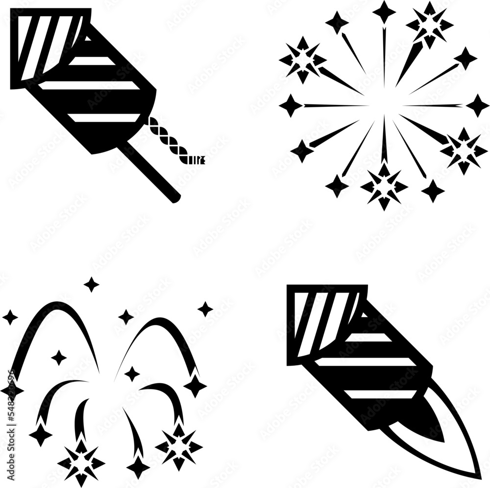 Fototapeta premium firework set, rocket and explotion