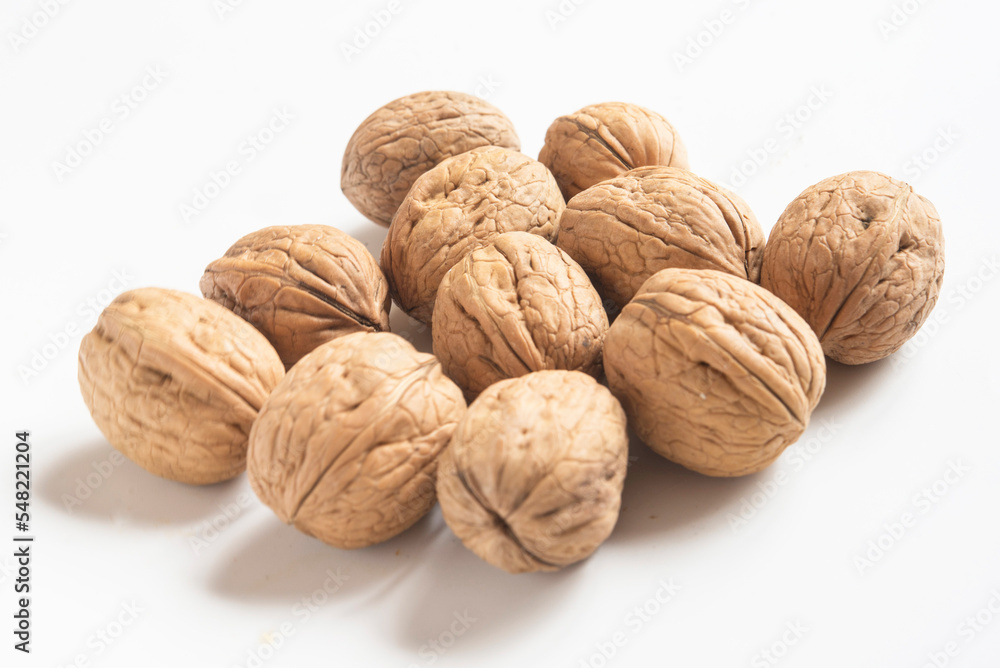 Walnuts in white background Close up Walnuts in white background Close up
