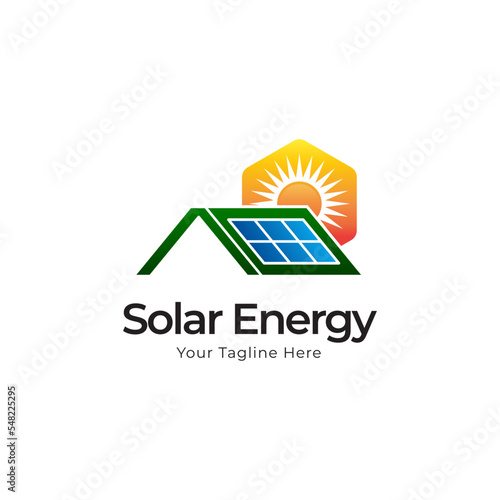 Solar panel energy electric electricity logo design vector template