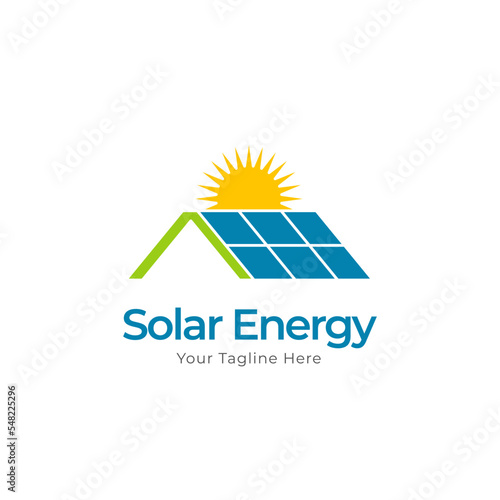 Solar panel energy electric electricity logo design vector template