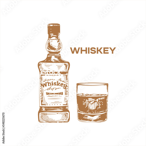bottle of whiskey and glass