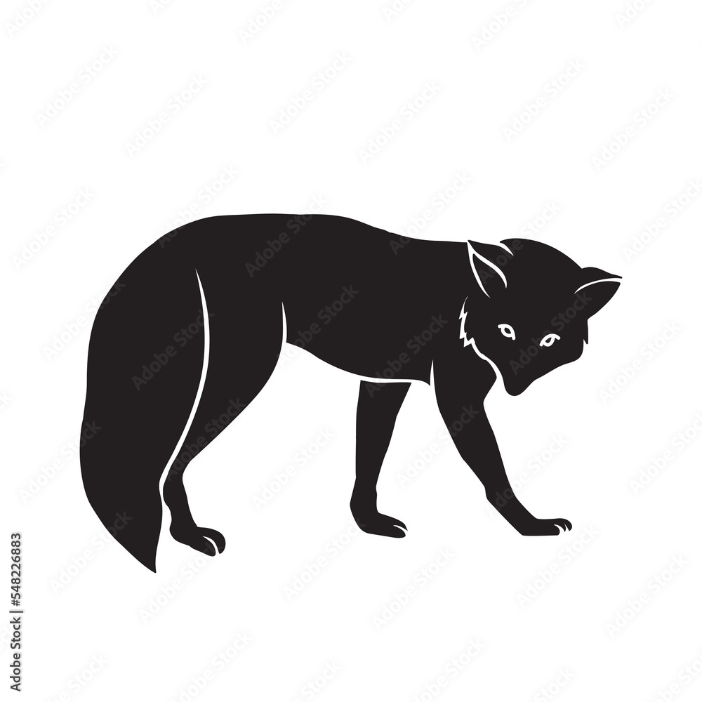 Vector silhouette Fox Cartoon animal character design. Vector silhouette Fox Cartoon animal character design.