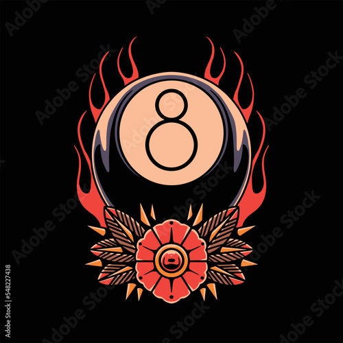 oldschool billiard tattoo vector design