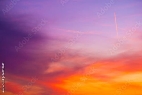 Bright orange and yellow colors sunset sky
