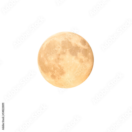 Full orange moon in PNG isolated on transparent background