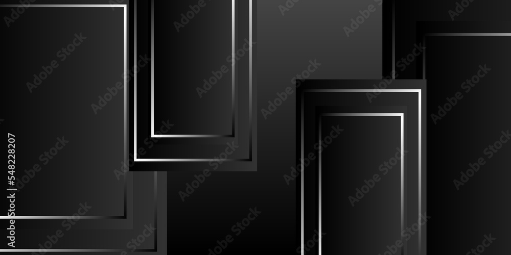 Abstract 3d black background with gold lines curved wavy sparkle. Luxury style template design