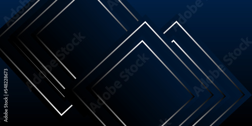 Abstract 3d geometric pattern luxury dark blue with gold shape background