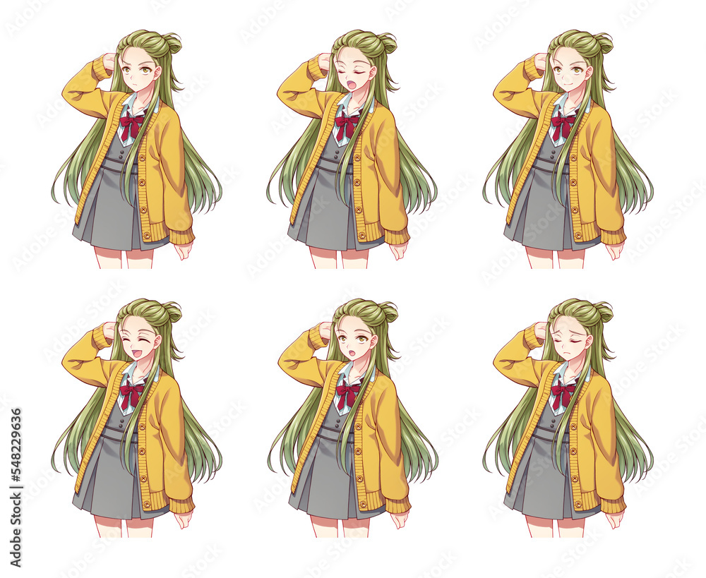 illustration of anime-style girl ( Expression variation set )