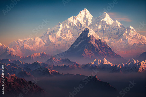 Fantasy mountain range white mountains epic landscape © Martin