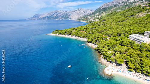 Aerial view of Punta Rata beach in Brela  Dalmatia  Croatia