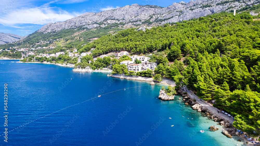 Beautiful beach near Brela town, Dalmatia, Croatia.Makarska riviera, famous landmark and travel touristic destination in Europe