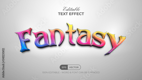 Fantasy text effect colorful style. Editable text effect.