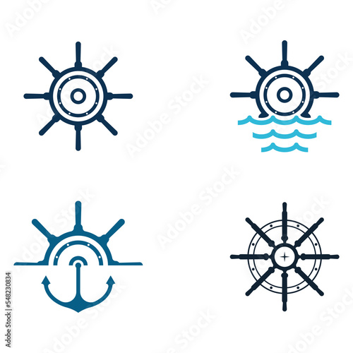 Wallpaper Mural Cruise ship rudder template logo design with ocean waves. Torontodigital.ca