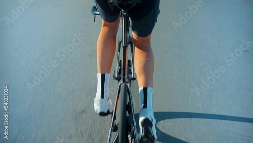 Cyclist fitness cycling road bike for triathlon race recreation sport	 photo