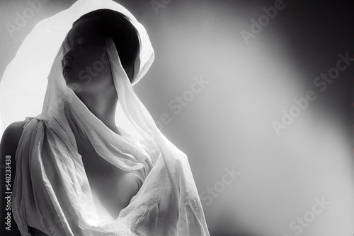Like a Dream woman in White Veil surreal angels religion concept photo