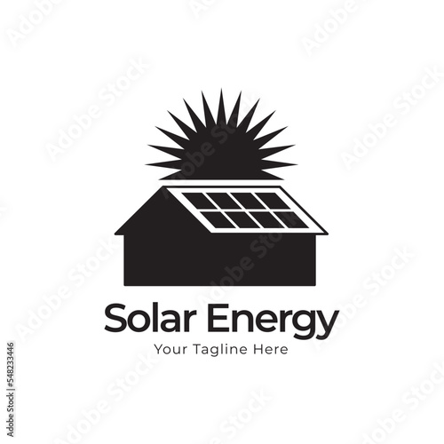 Solar panel energy electric electricity logo design vector template