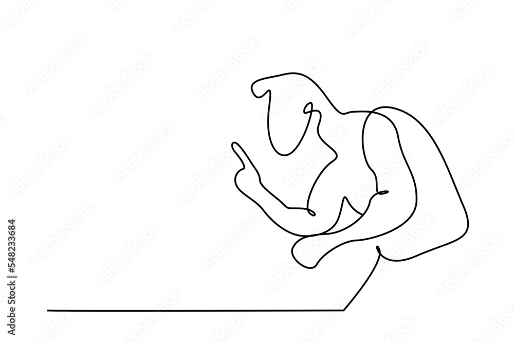 man forefinger gets angry warning sign line drawing man forefinger gets angry warning sign line drawing