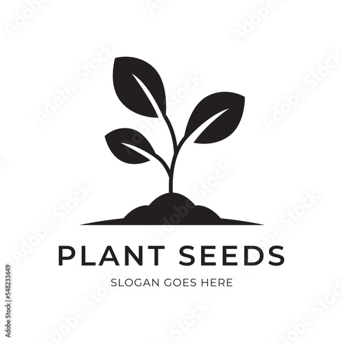 Plant Seeds Logo Concept Template Vector.growing seed logo.Seed grow Vector logo illustration design template