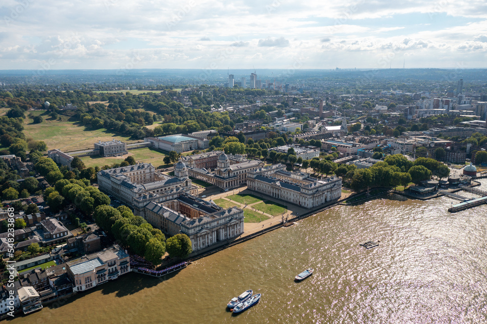 London from above at day, drone aerial view