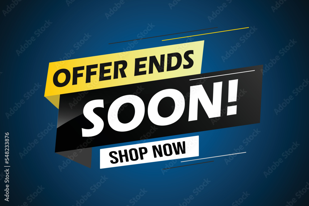 Offer ends soon. Poster flyer banner. Special offer price sign. Advertising discounts symbol. Thought speech bubble with quotes. Offer ends soon chat think megaphone message	