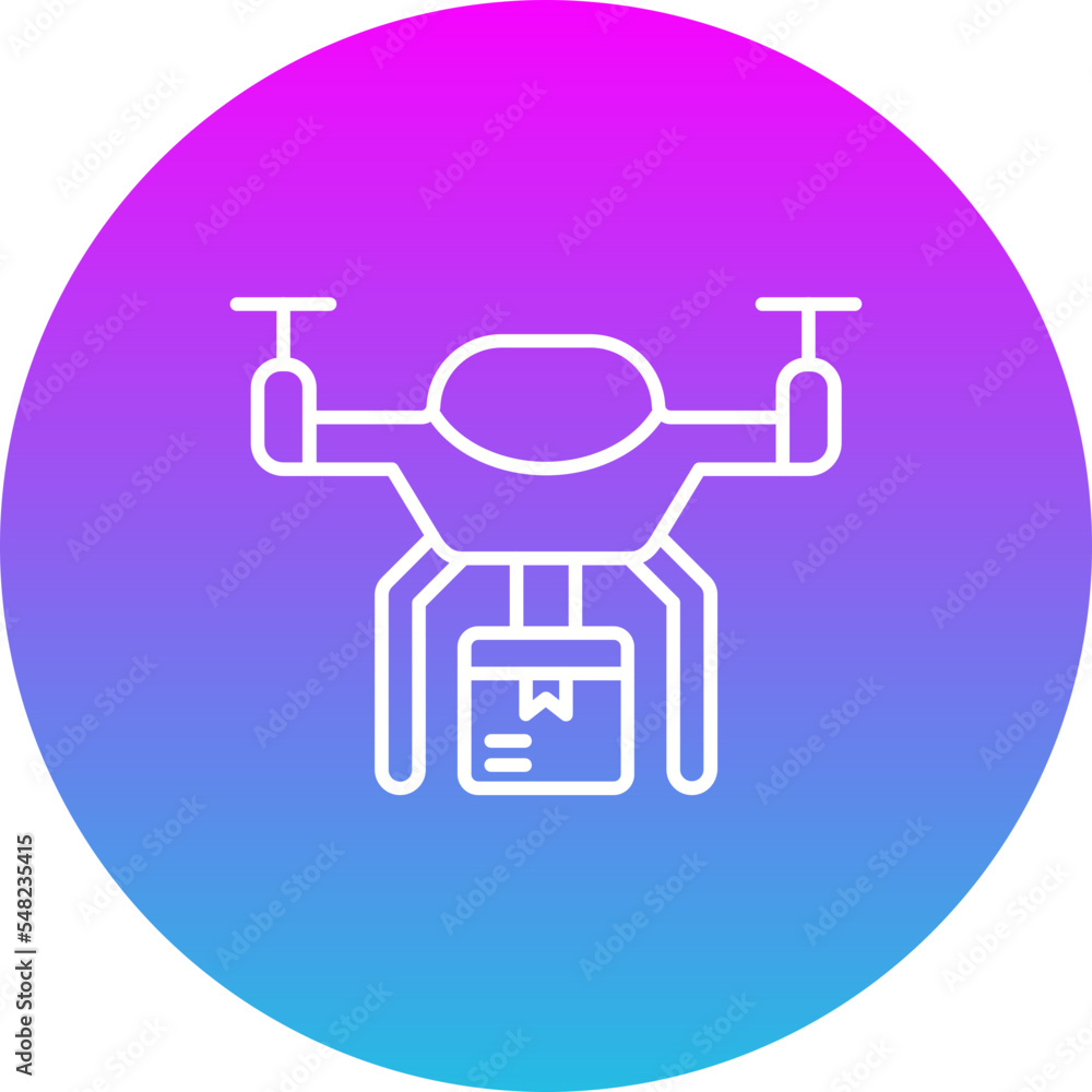 Drone Delivery Gradient Circle Line Inverted Icon