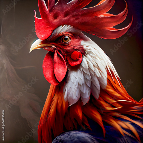 Print op canvas Rooster portrait