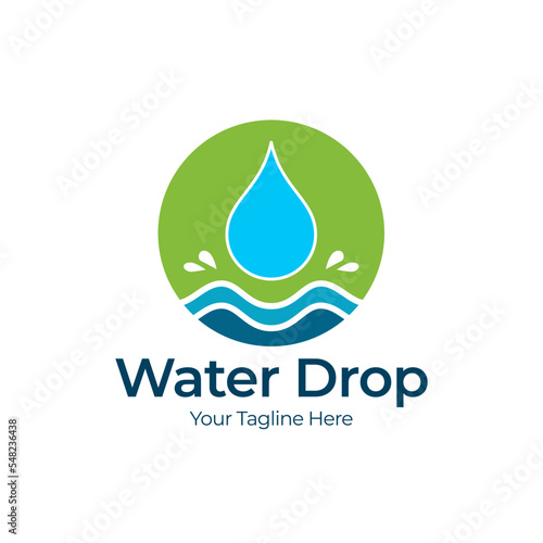 Water drop dripping in sea Logo