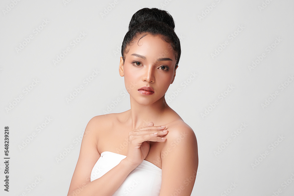 Beautiful young asian woman with clean fresh skin on white background, Face care, Facial treatment, Cosmetology, beauty and spa, Asian women portrait. Beautiful young asian woman with clean fresh skin on white background, Face care, Facial treatment, Cosmetology, beauty and spa, Asian women portrait.