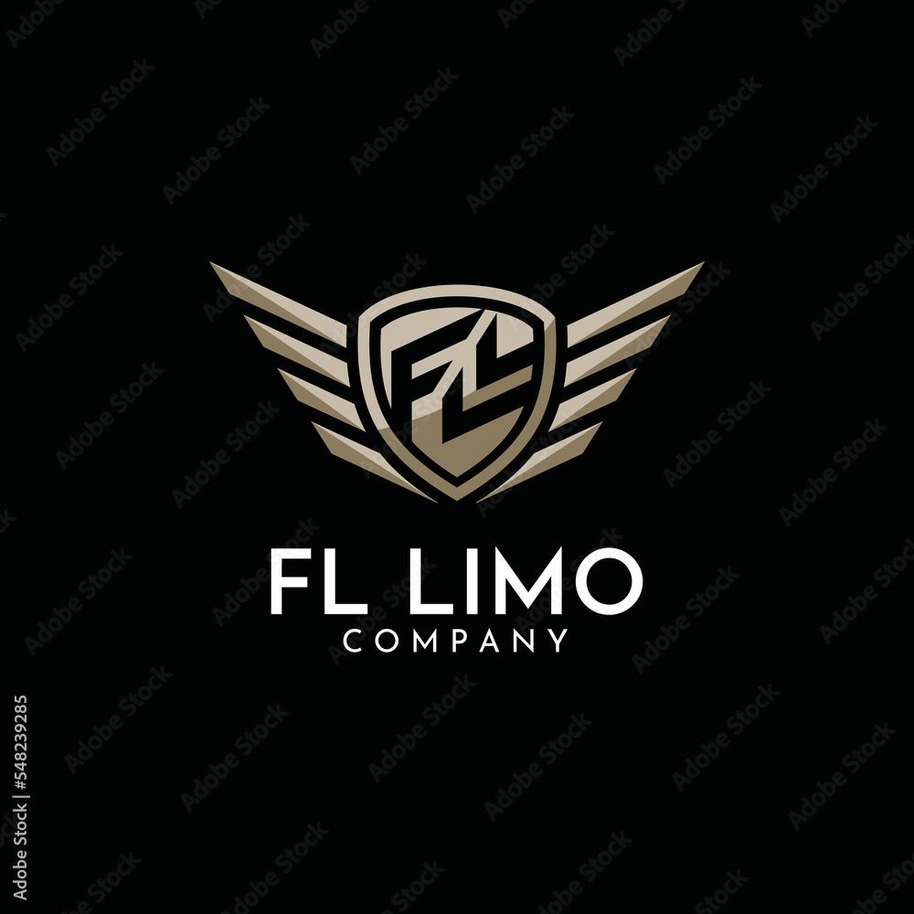 FLL or FL letter logo vector with shield and wings, perfect for any business related to logos. FLL or FL letter logo vector with shield and wings, perfect for any business related to logos.
