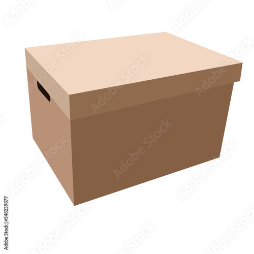 box for carrying and storing documents with a closed lid and slots for hands, isolated object on a white background, vector illustration, © Oxana Kopyrina