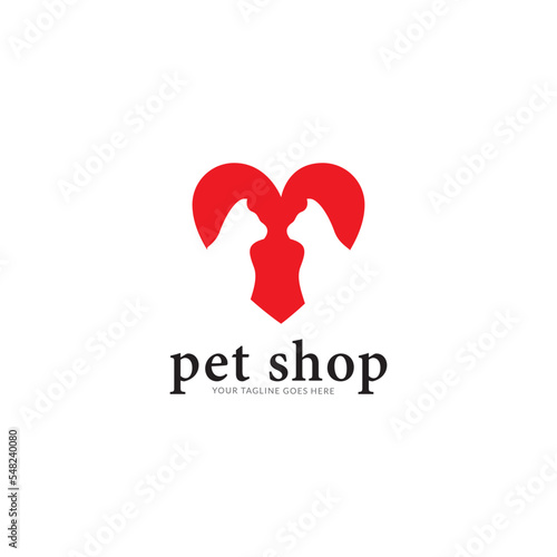 love paw print vector logo illustration. paw print with a heart symbol. cat or dog paw print. veterinary clinic logo. animal care sign.
