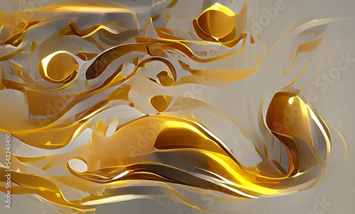 Abstract Luxuly Gold and Silver Fluid Design Art Background, Texture and Illustration	 photo