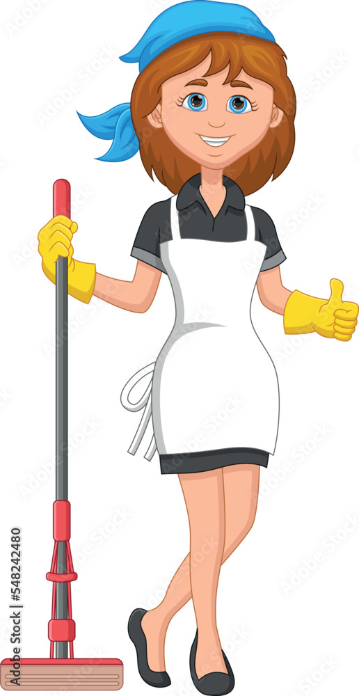 cartoon cute maid thumbs up Stock Vector | Adobe Stock