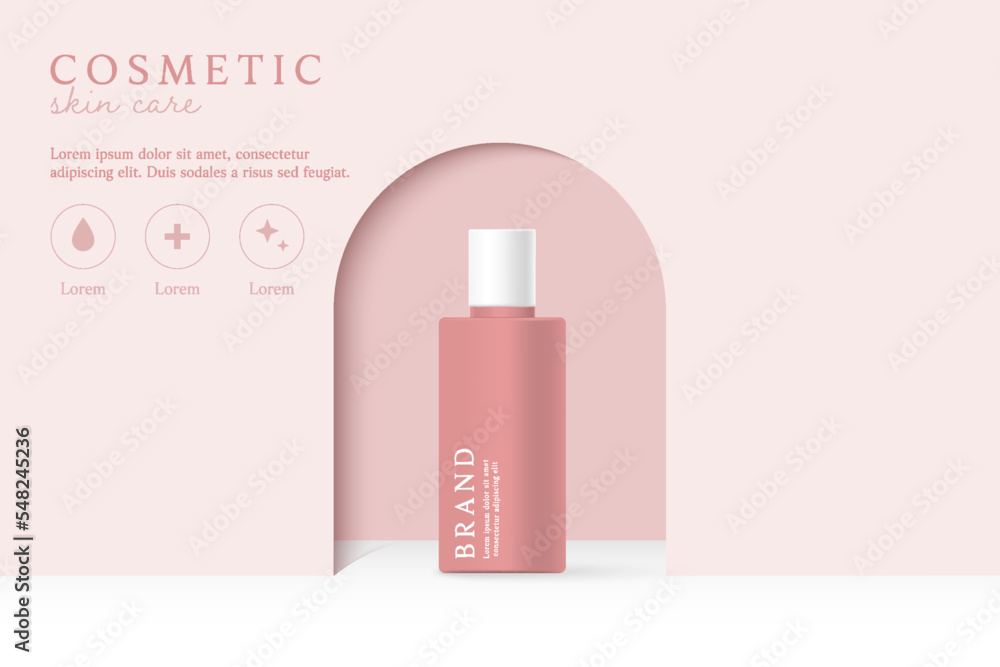 Cosmetics and skin care product ads template on pink background. Cosmetics and skin care product ads template on pink background.
