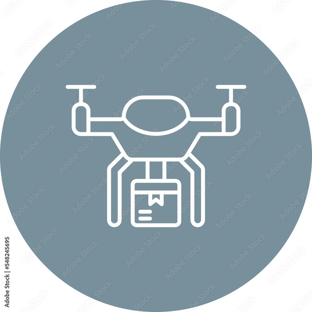 Drone Delivery Multicolor Circle Line Inverted Icon Drone Delivery Multicolor Circle Line Inverted Icon