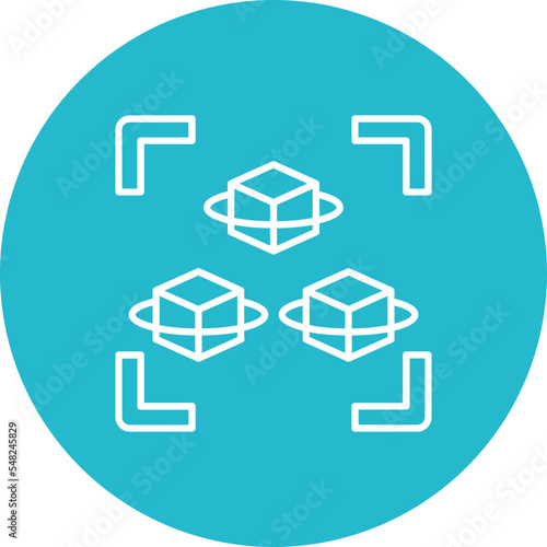 Cubes Multicolor Circle Line Inverted Icon