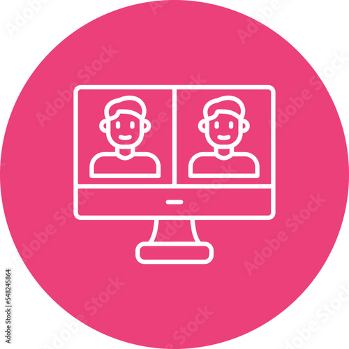 Video Call Multicolor Circle Line Inverted Icon