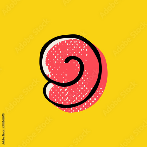 Number nine logo hand-drawn with a marker with paint shift effect and vintage grunge texture.