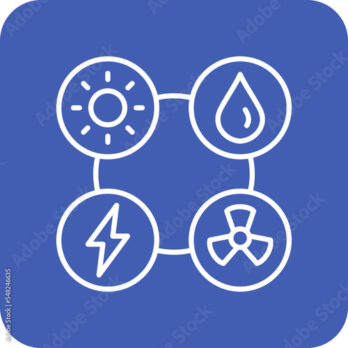 Energy Sources Multicolor Round Corner Line Inverted Icon