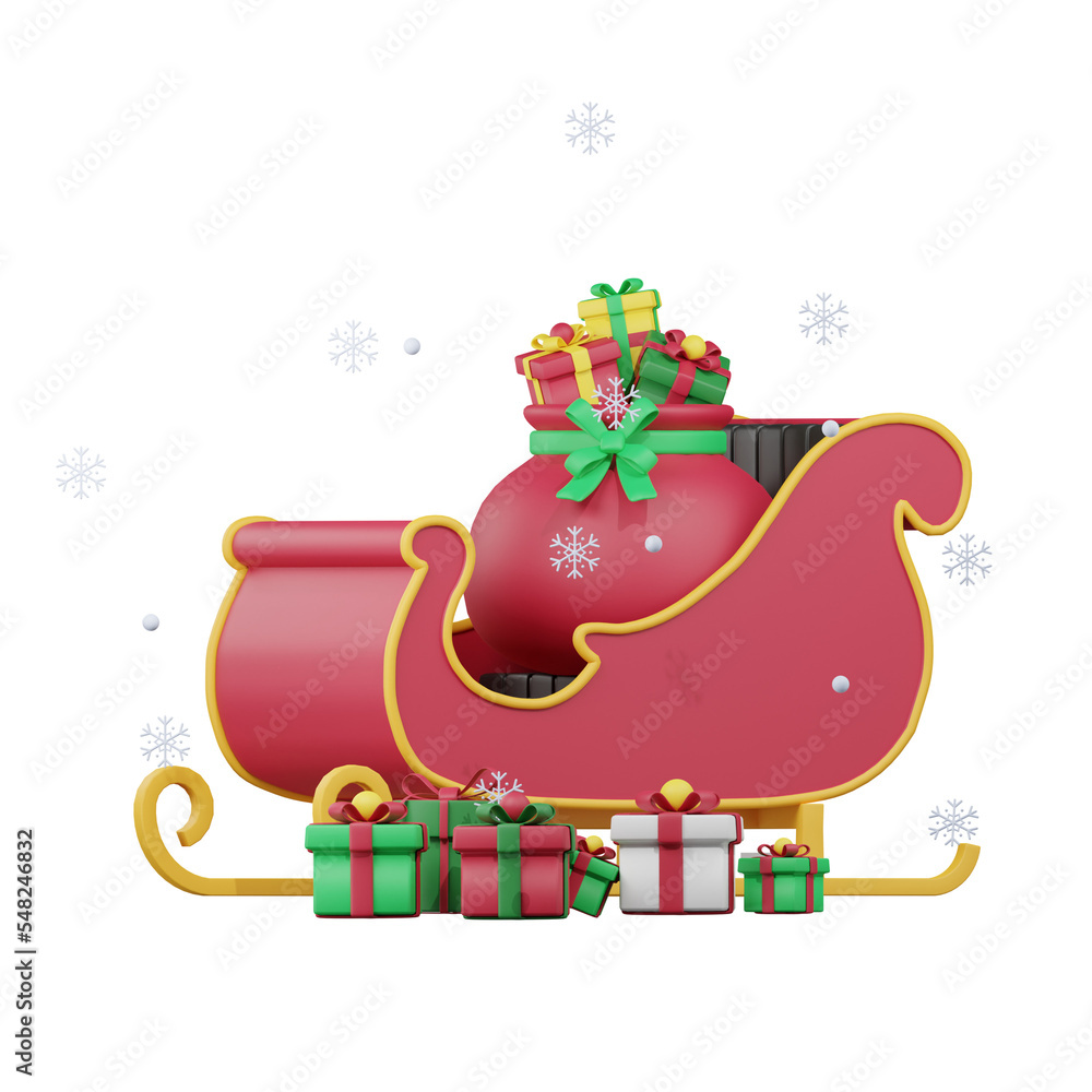 Fototapeta premium Gift Carriage Christmas 3D Illustration