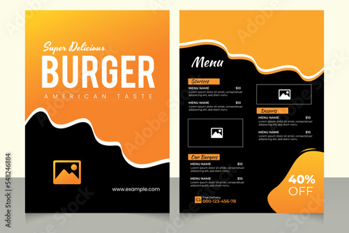 Restaurant cafe menu, template design. Food flyer.