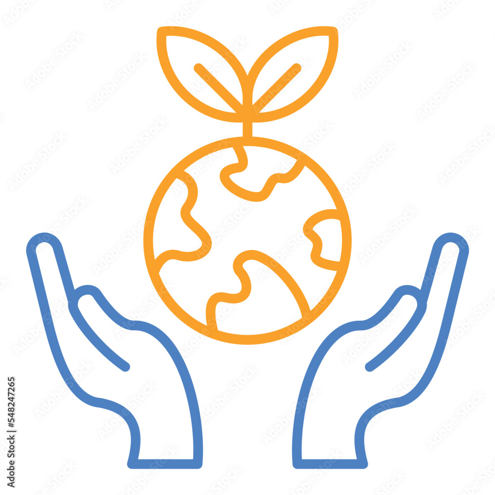 Globalization Blue And Orange Line Icon Globalization Blue And Orange Line Icon