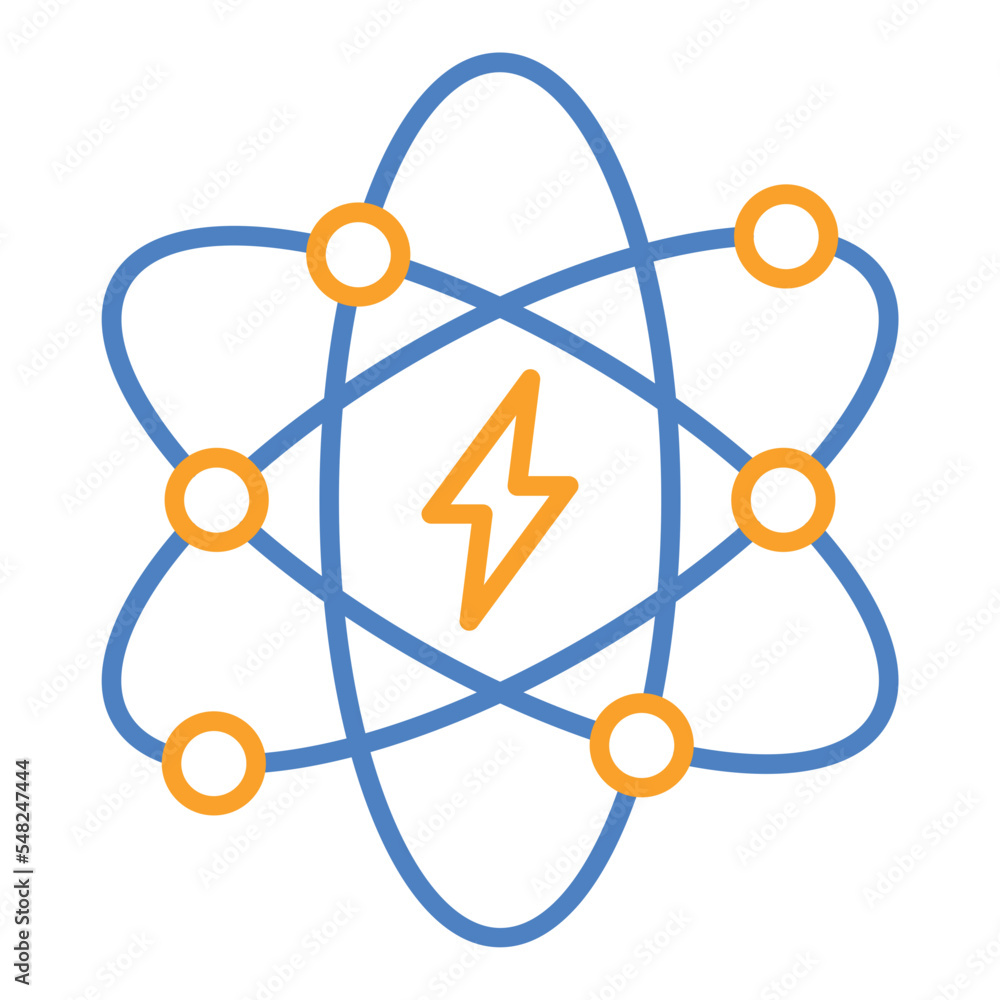 Atomic Energy Blue And Orange Line Icon Atomic Energy Blue And Orange Line Icon