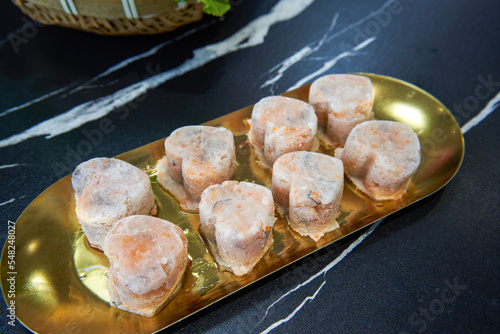 A plate of fresh hot pot dishes, fresh and sweet shrimp slippery photo