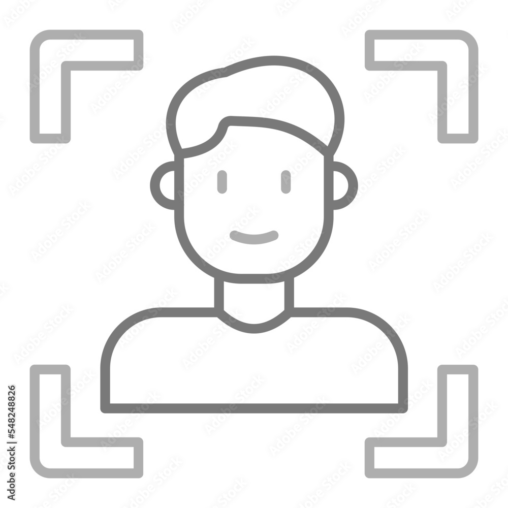 Face Scan Greyscale Line Icon