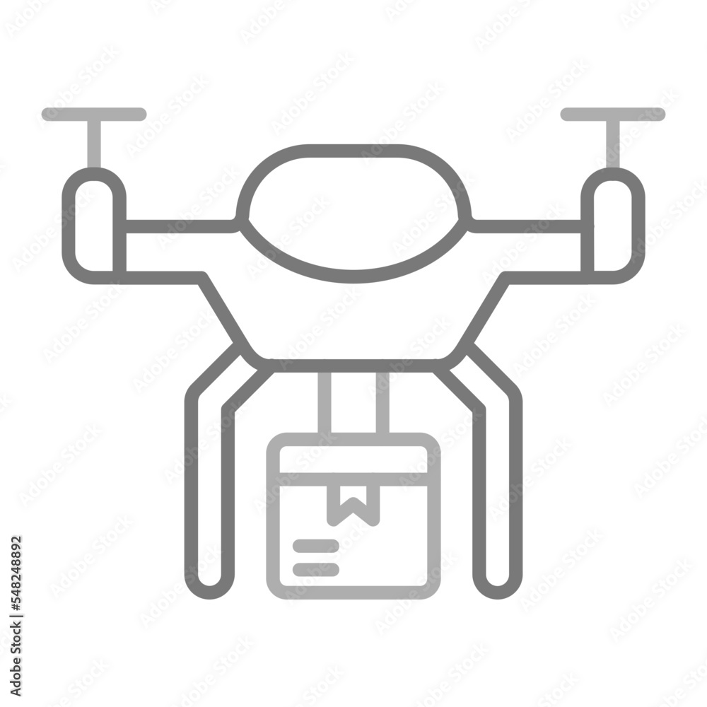 Drone Delivery Greyscale Line Icon Drone Delivery Greyscale Line Icon