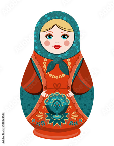 Matryoshka. Russian souvenir vector illustration. Nesting doll
