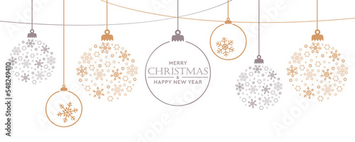 hanging bright christmas ball decoration with snowflakes