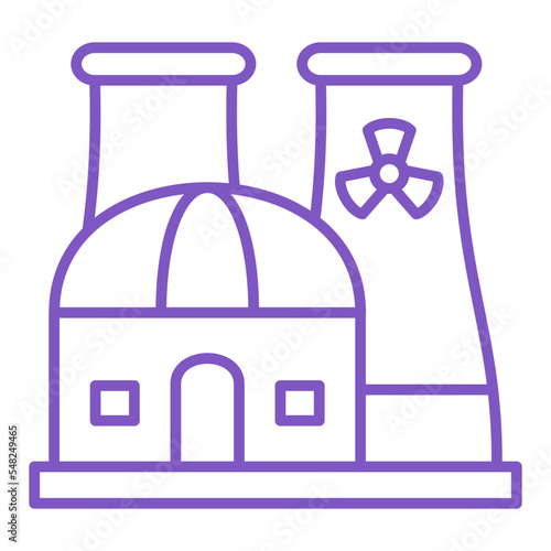 Nuclear Plant Multicolor Line Icon